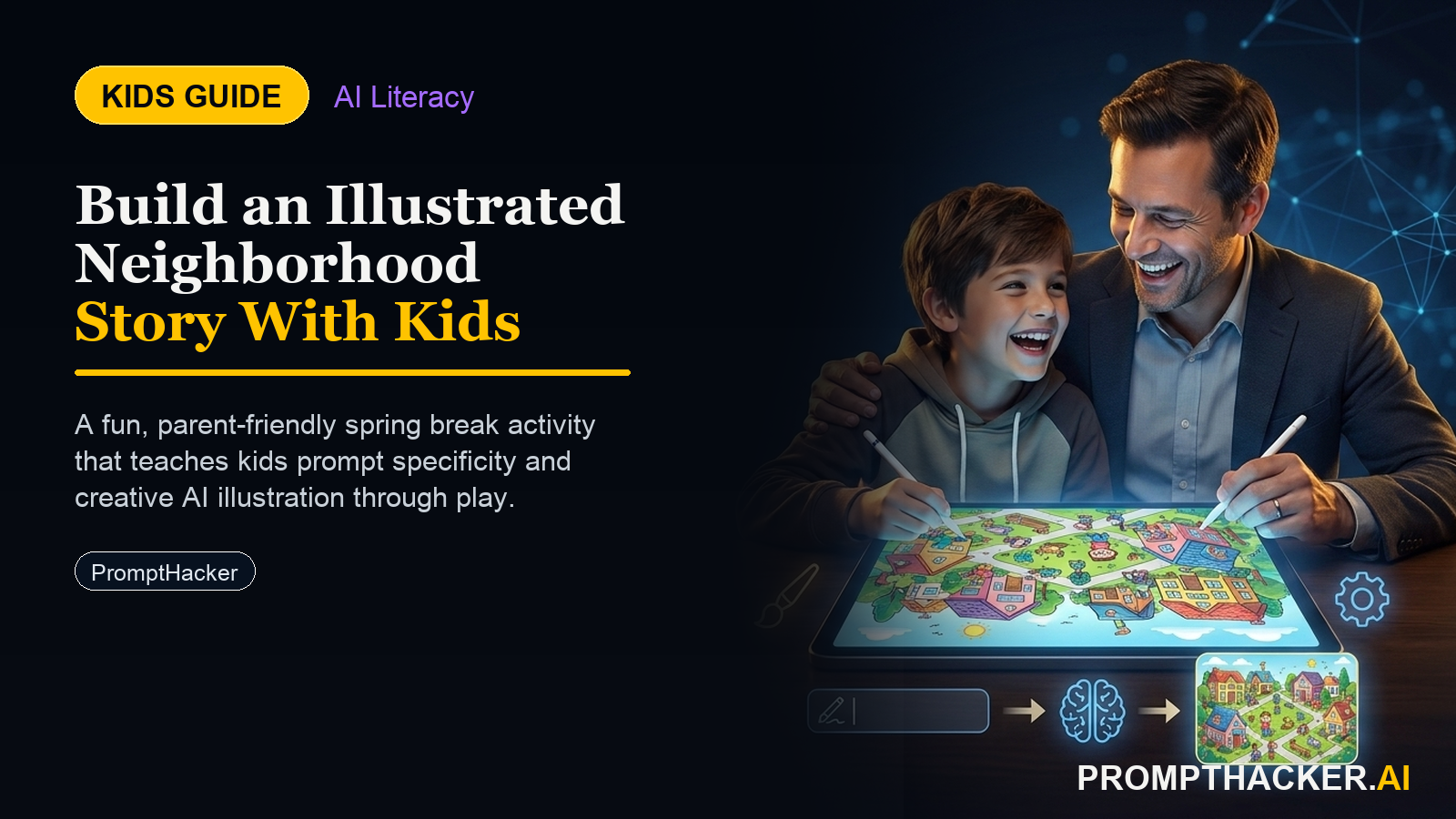 spring break neighborhood story ai illustrator kids