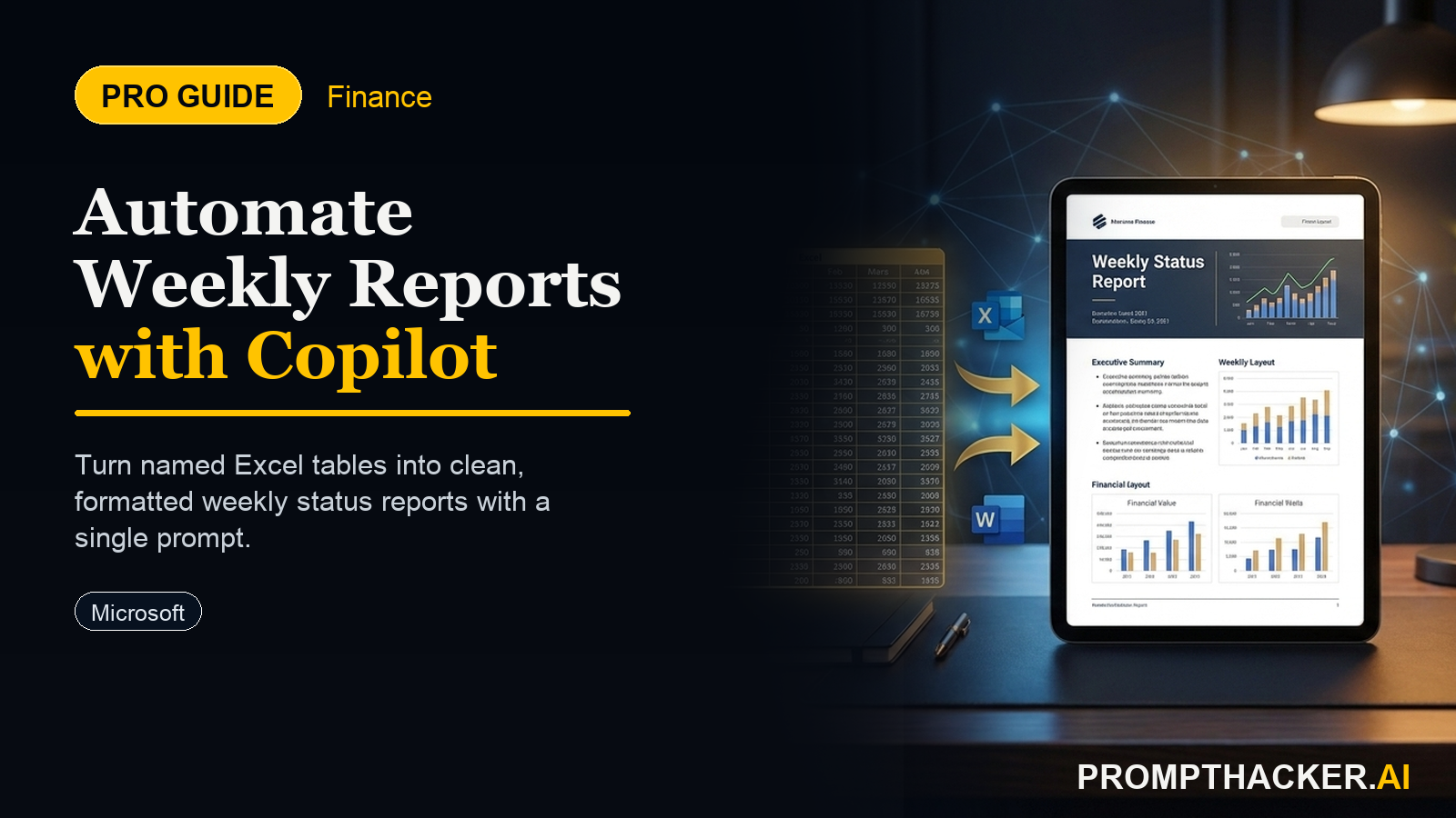 productivity gem copilot excel weekly status report