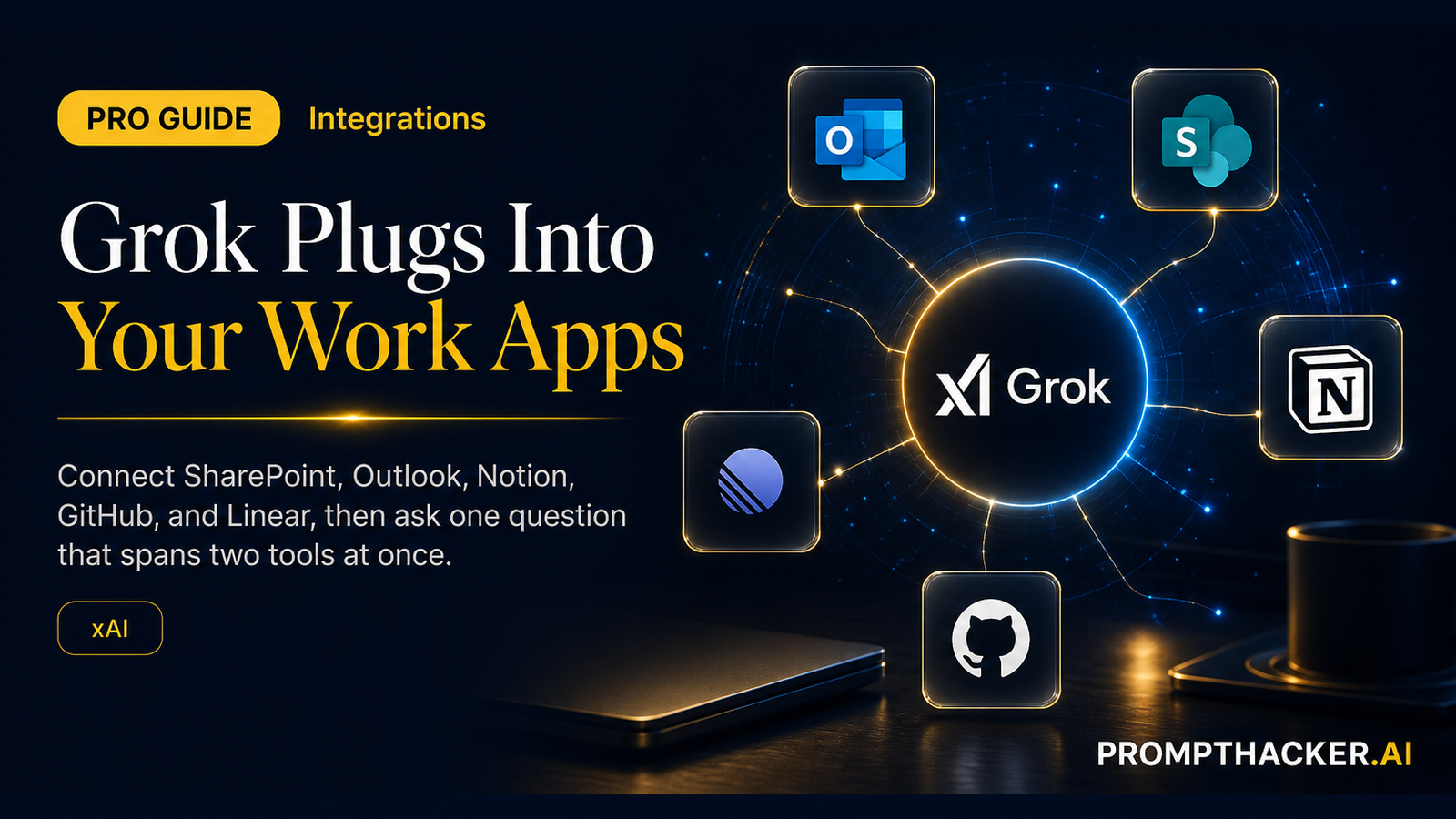 grok work connectors sharepoint outlook notion