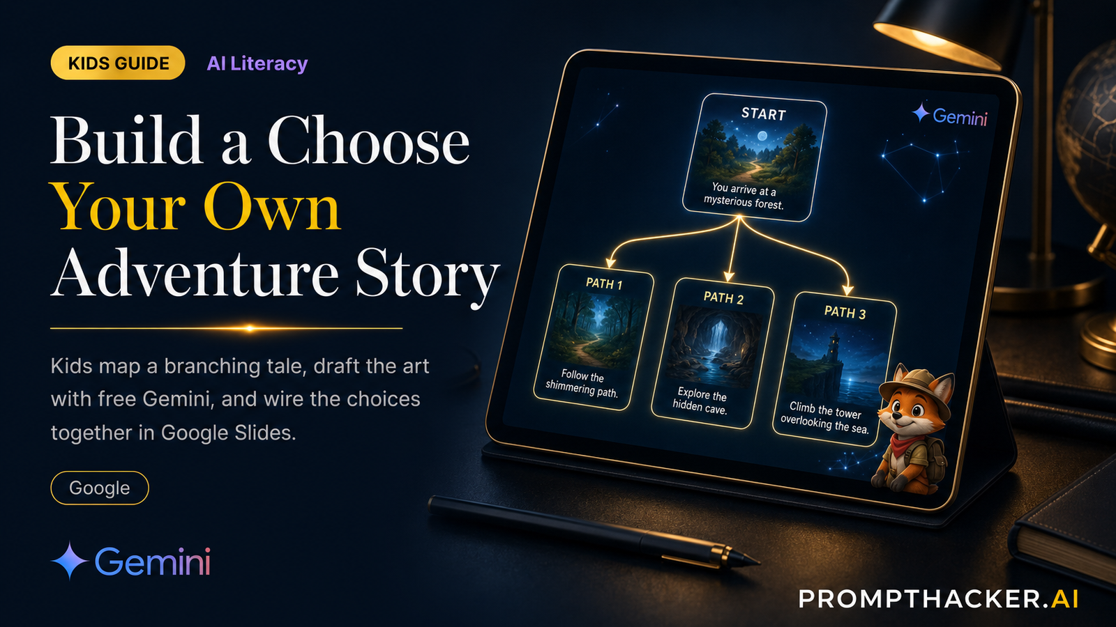 kids branching story gemini google slides
