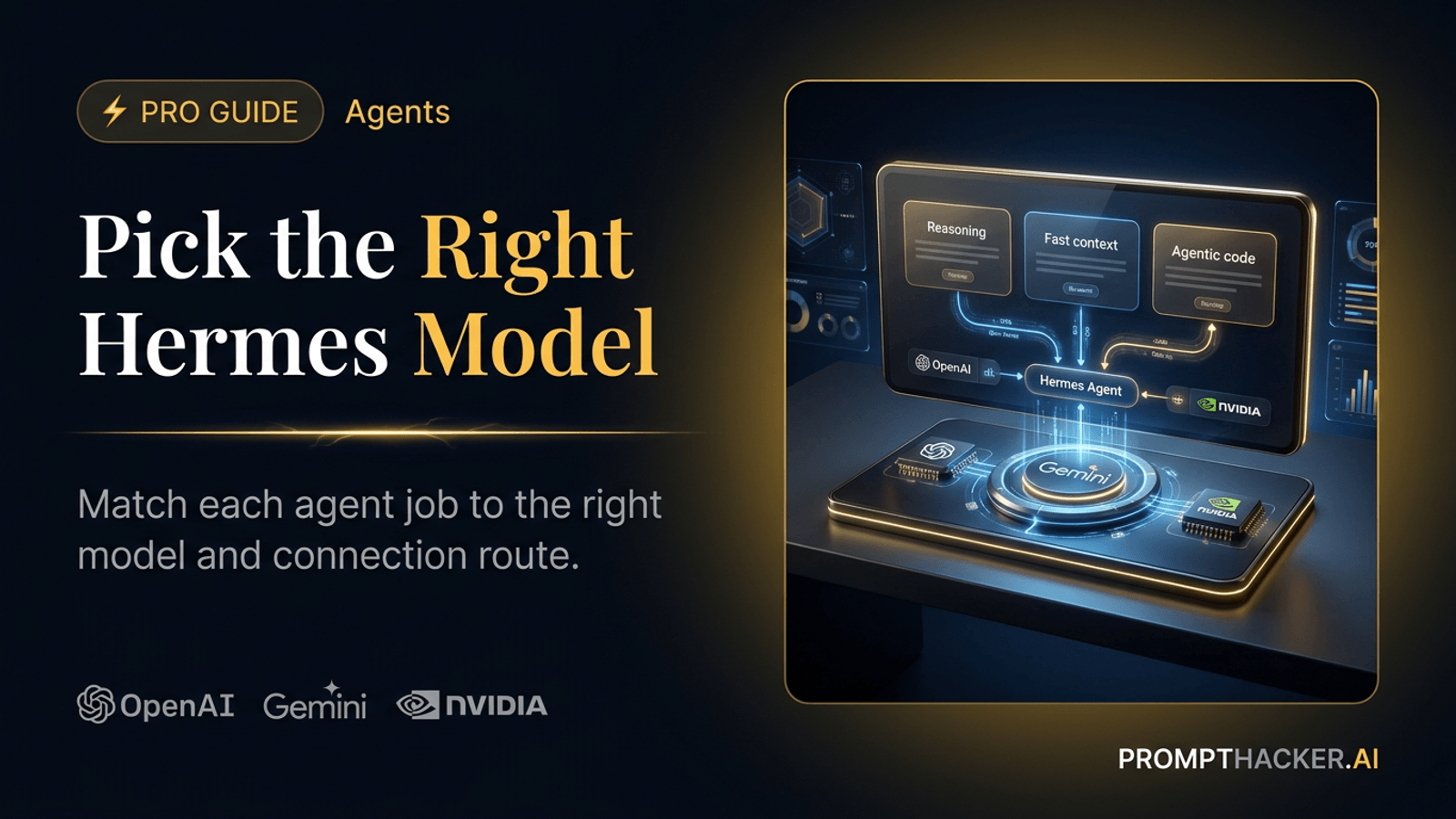 PromptHacker guide to Hermes Agent model choices and connection routes